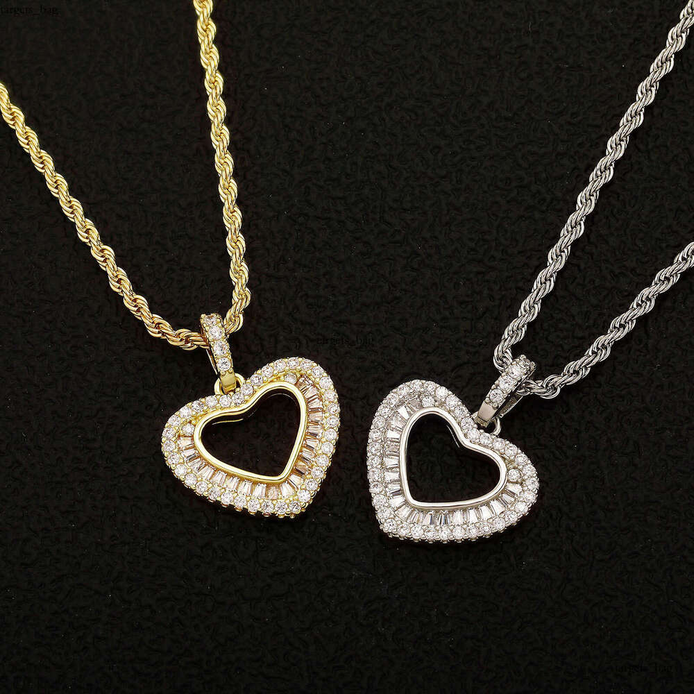 Hollow Heart Braided Moissanite chain Hip-Hop Accessories Sweater Chain Women Pendant Necklace Jewelry