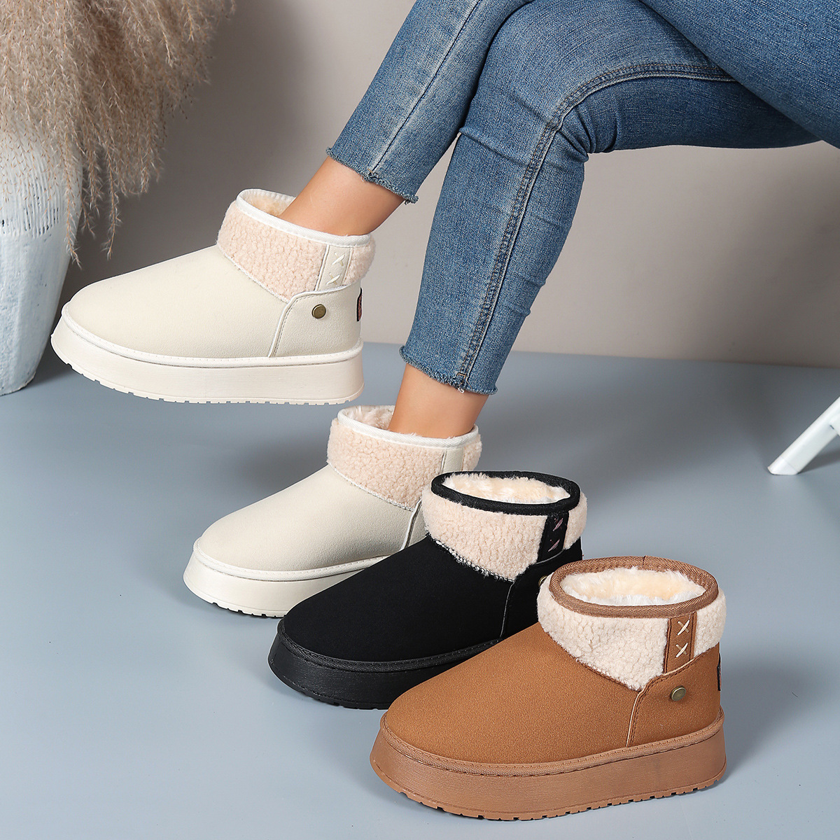 new Free delivery designer woman boots Thick and warm cotton boots workwear boots outdoor non slip cotton shoes