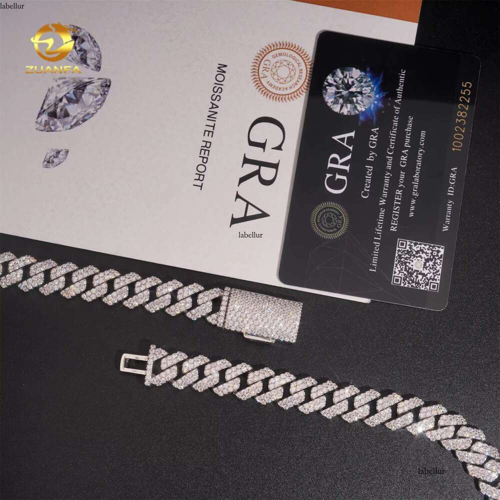 Ready To Ship Chilled 12Mm 2-Row Cuban Chain Pure Sier Silica Hip-Hop Jewelry