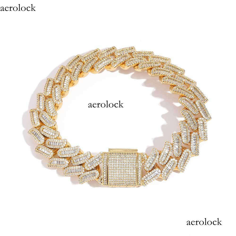 Zircon 15mm Miami Lock Buckle Thorn Cuban Chain Hip Hop Men's Bracelet