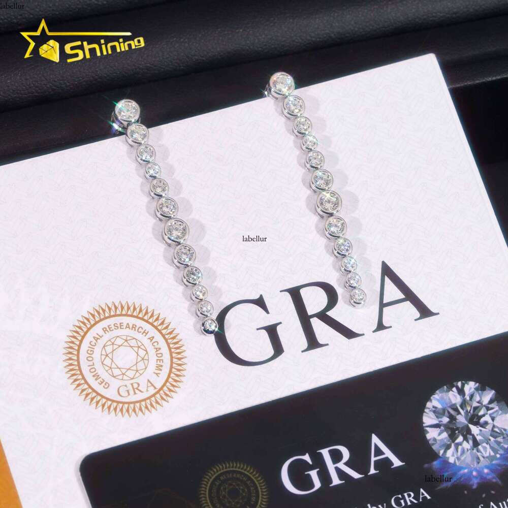 Fashion Jewelry Iced Out Bezel Design Sier Women Fine Custom VVS Moissanite Earrings Daily Wear