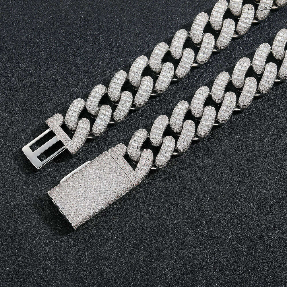Necklace 20MM Cubic Moissanite chain Cuban Chain Trendy Personality Men's Hip Hop Jewelry