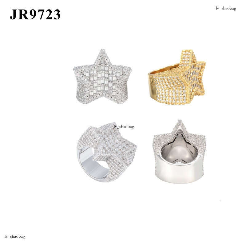 New Personalized Star S Silver Inlaid Moissanite Men's Ring