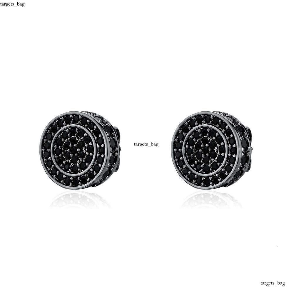 Hip Hop Black for Men Full Zircon Micro Pave Trendy Gold Plated Personality Earrings