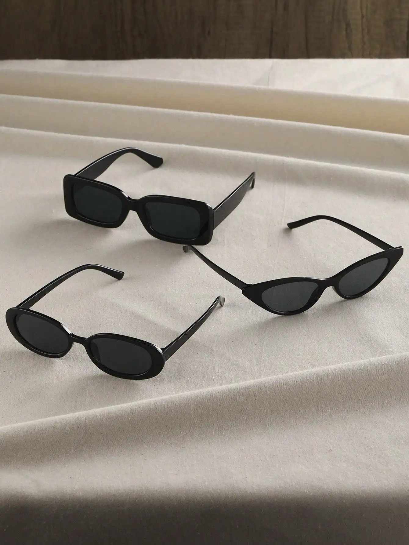 3PCS Unisex Cat Eye Round Square Plastic Frame Fashion Sunglasses For Outdoor Travel Hiking 250805