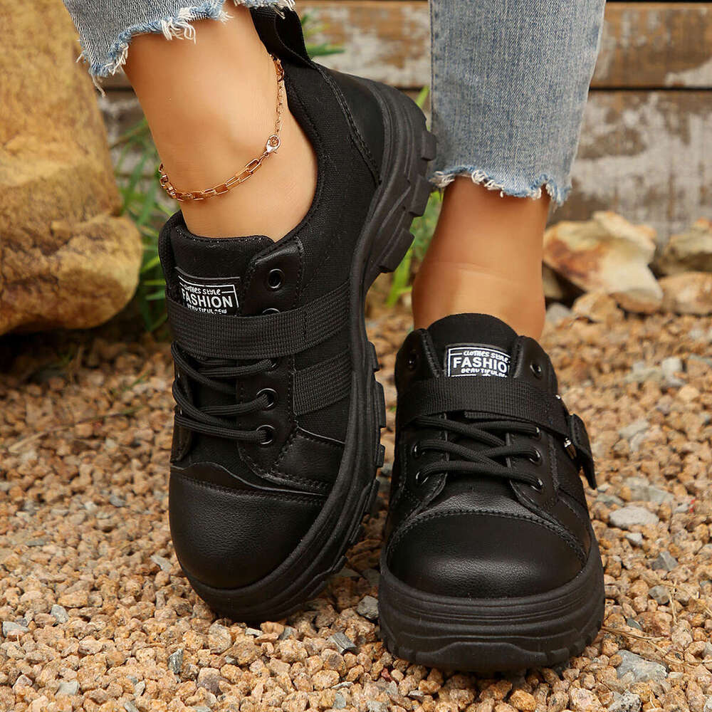 36-45 Plus Size 2025 New Casual Women Four Seasons Thick-Soled Front Designer Shoes Lace-Up Sports Shoes for Women