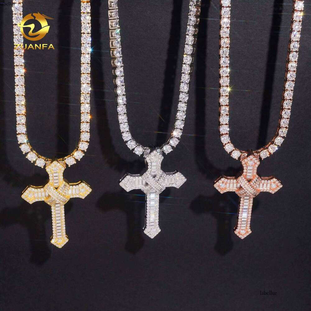 RTS Sier Stone Hip-Hop Jewelry Unisex Iced Out Fashion Cross Charm Pendant