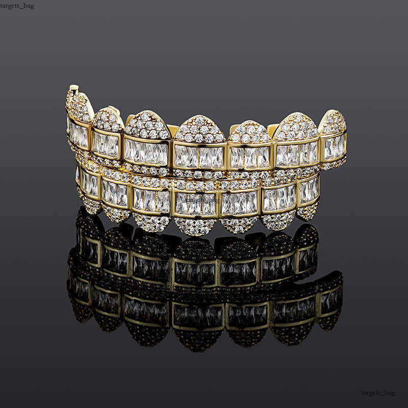 Hip Hop Eight Teeth T Square Zircon Christmas Costume Big Gold Funny Unisex Braces Accessories