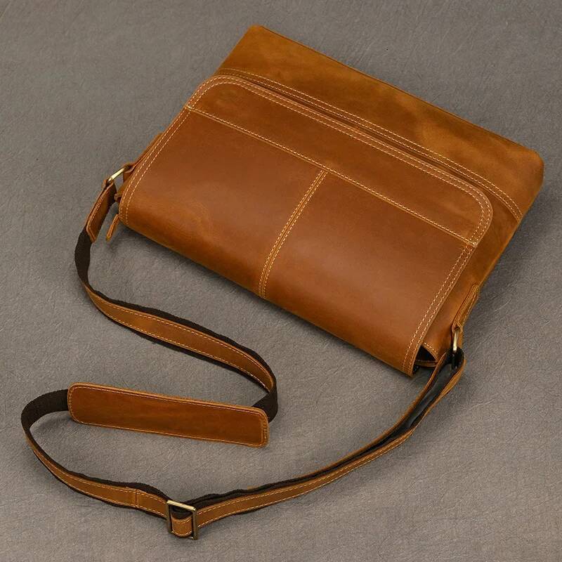 High Quality Genuine Leather Shoulder Daily Work Messenger Cowskin Crossbody Casual Men's Bags A4 Sling Bag