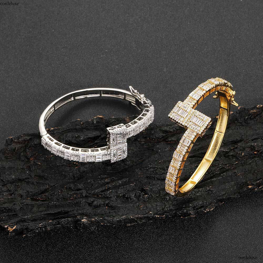 Jewelry Mixed Inlay T Cubic Zirconia Men's Real Gold Plating Trendy Hip Hop Bracelet