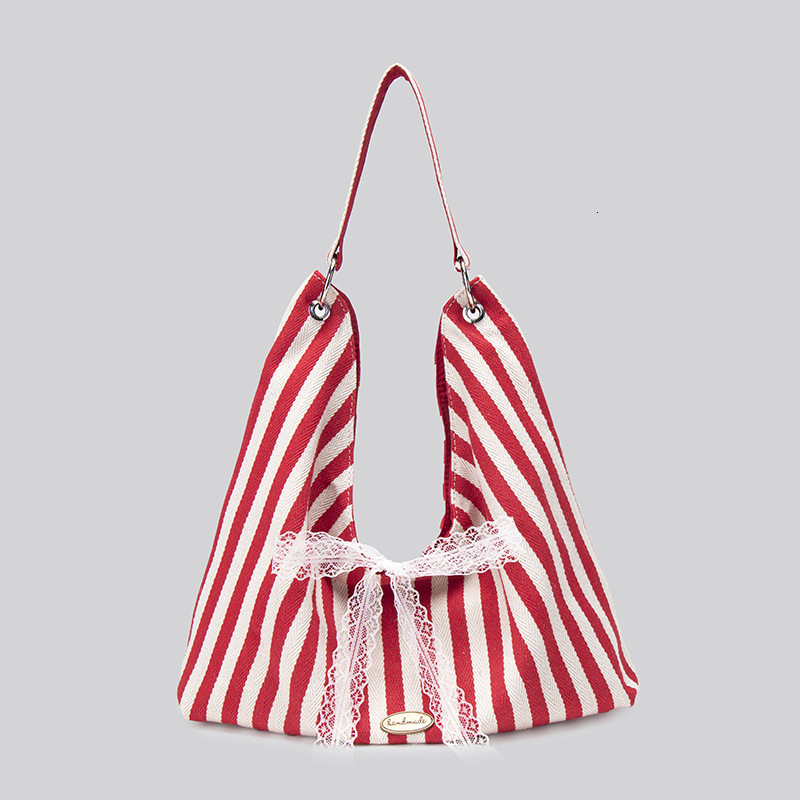 Summer Large Capacity Embroidered Canvas for Women 2025 Striped Letter Commuter Shoulder Double-Sided Handheld Tote Bag ddmymoon