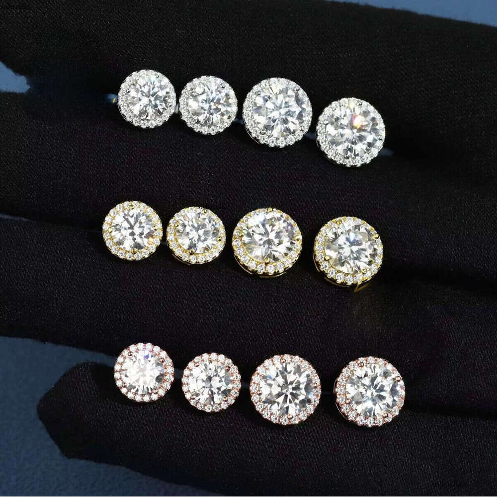 Wholesale Price Sier Moissanite Earrings for Women Brilliant D VVS with Dia Tester 6.5mm 8mm Halo Cut