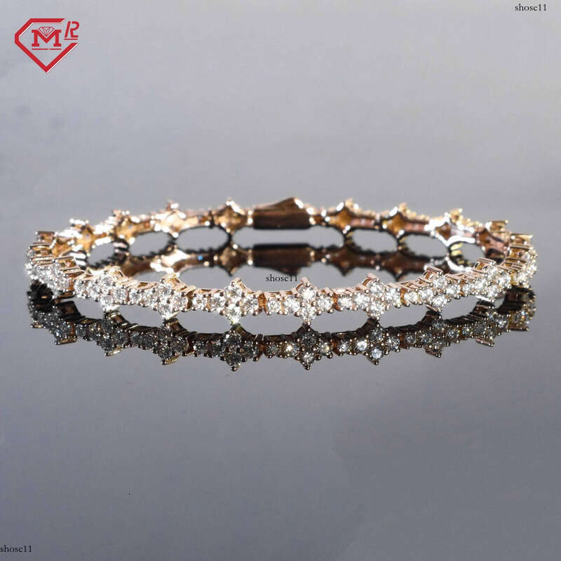 Custom S Yellow Gold/Rose Gold/Sier VVS Iced Out Moissanite Tennis Bracelet