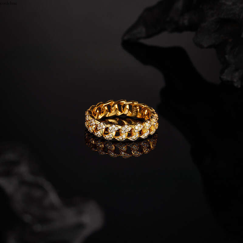 S Silver Moissanite Hip-Hop Cuban Fashion Platform Women's Ring