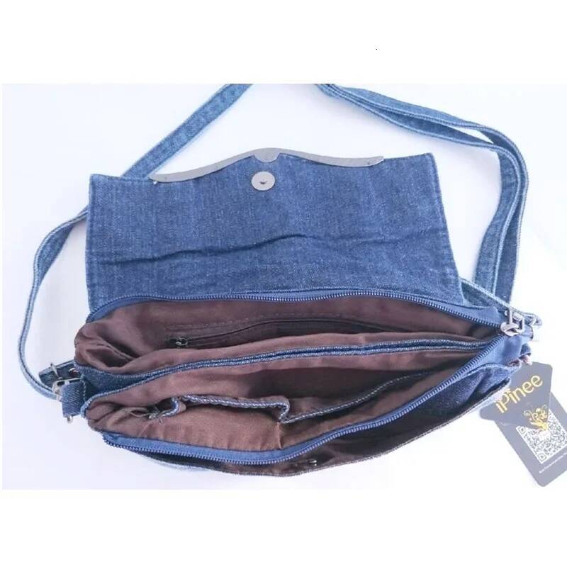 iPinee brand new retro women messenger bags shoulder high quality Denim tote bag small clutch handbags