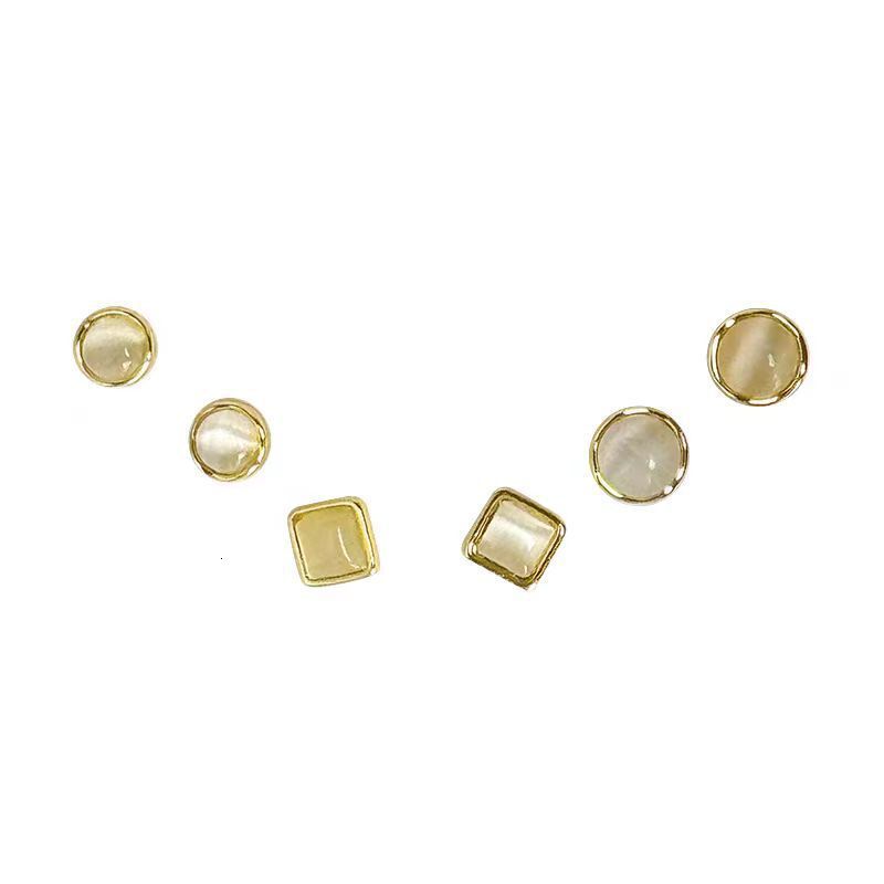 Silver Needle Cat Eye Stone Earnail Series 6-piece Set Free Shipping Designer Luxury Jewelry Non Removable Stud Earrings Niche Ear Accessories