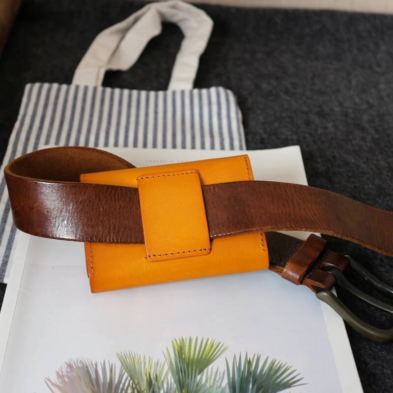Small Waist Bag Male First Layer Cow Leather Retro Mini Organizer Purses Vintage ID License Wallet Belt Credit Card Bags