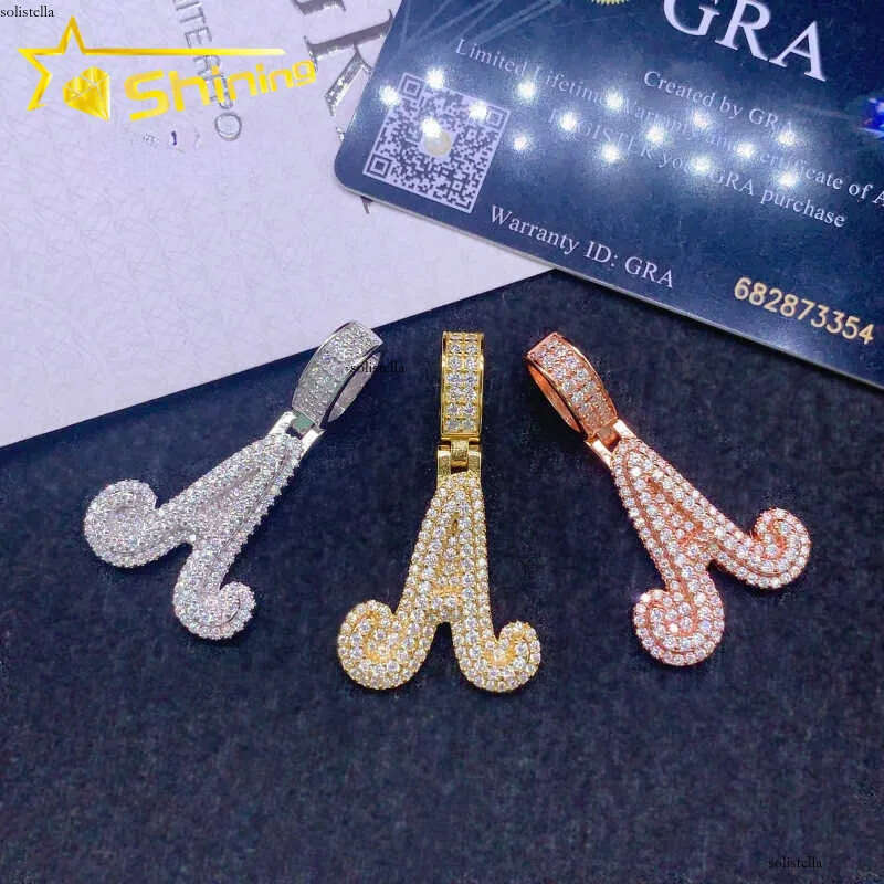 Hip Hop Jewelry Dia Charms Sterling Sier Iced Out Gold Plated Moissanite Letter Pendant Men Gifts