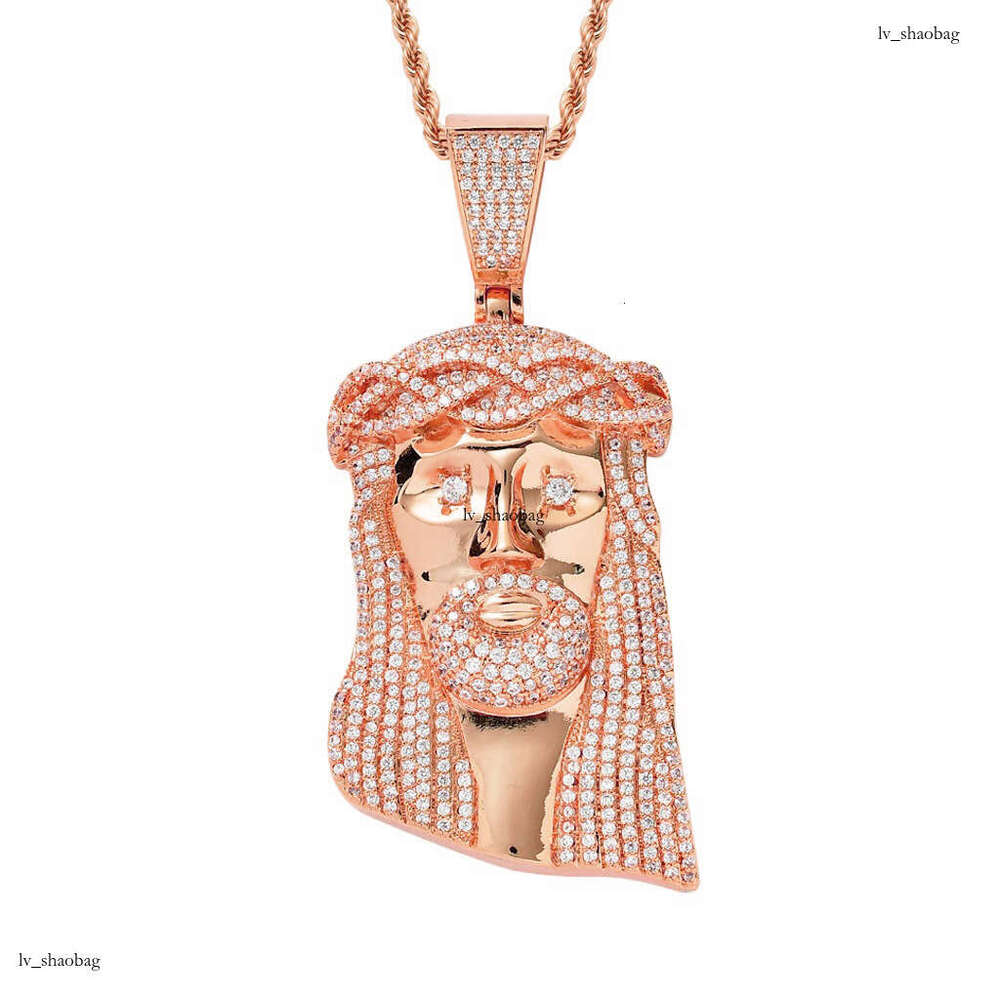 Necklace Men's Head Micro Paved Moissanite chain 92mm High Pendant Exaggerated Hip Hop Jewelry