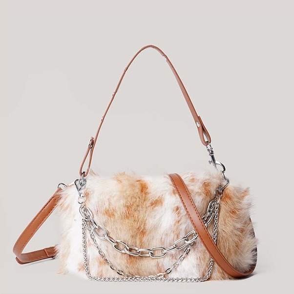 Gradient Color Furry for Women 2025 New Winter Plush Underarm Shoulder Bag ddmymoon