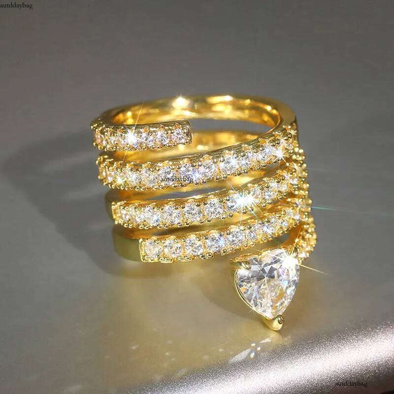 2025 Choucong Brand New Wedding Rings Fashion Jewelry Gold Fill Heart Shape 5A Cuic Zircon CZ Dia Party Eternity Women Cross Ring For Lover Gift