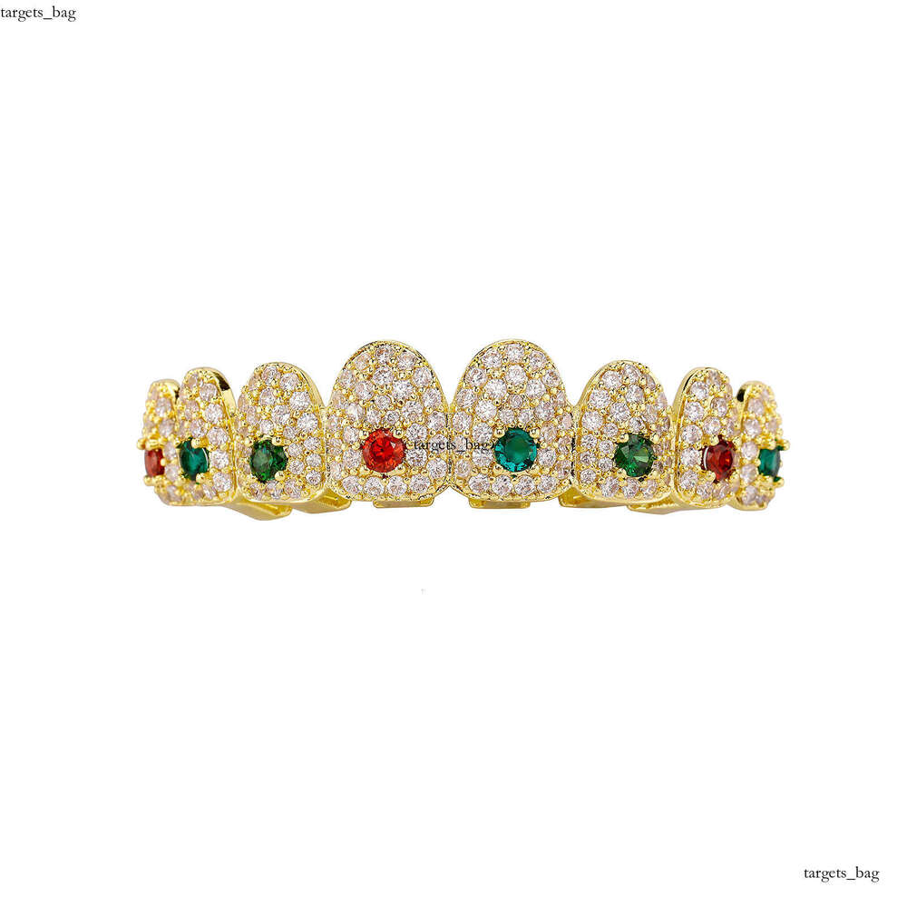 TEMU Brace Hip-Hop Style Full New Colorful Zircon Halloween Christmas Teeth Jewelry