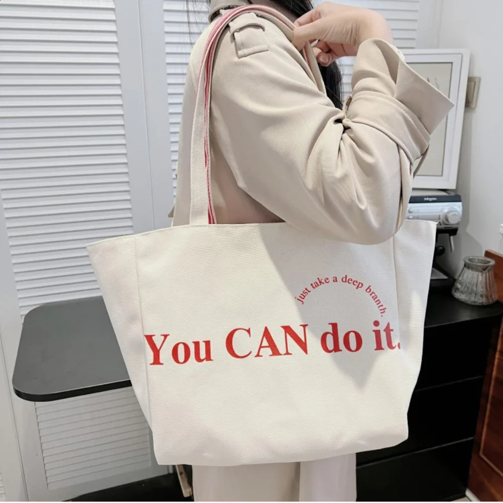 Korean Style Versatile Womens Shoulder Bag Canvas Stripe Tote Bag Two-sided Large Capacity Handbag Womens Accessory 250809