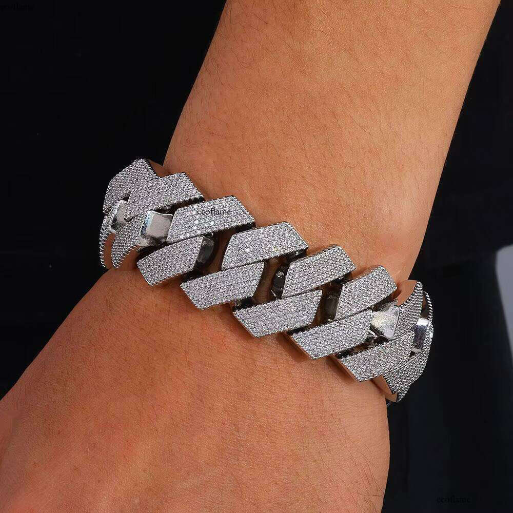 25mm Chunky Cuban Chain Hip Hop Jewelry Rose Gold Plated Iced Out Full Dia Prong Link Bracelet Gift for Men Women