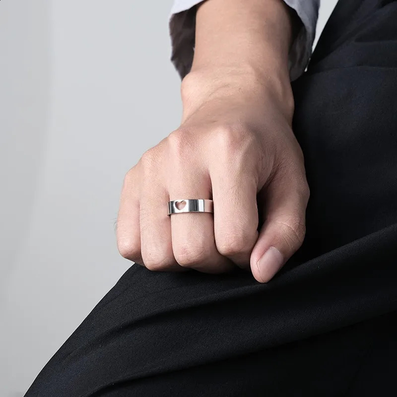 Stainless Steel Hollow Heart Puzzle Couple Rings I LOVE YOU Engraved Wedding Band Ring for Women Men Size 5-12 250805