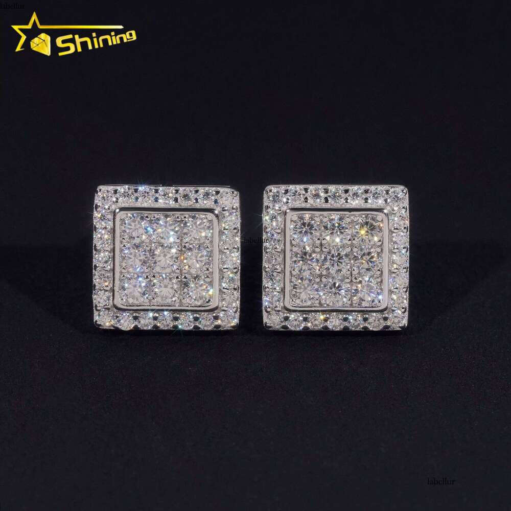 Hight Quality New Arrival Pass Tester GRA VVS Lab Dia Fully Iced Out Sier Jewelry Moissanite Stud Earrings