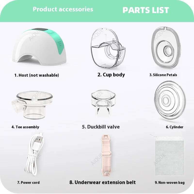 AiQUE Wearable Electric Pump 4 Modes 12 Suction Levels Silent Hands Free Breast Pumps Milk Collector Breastfeeding