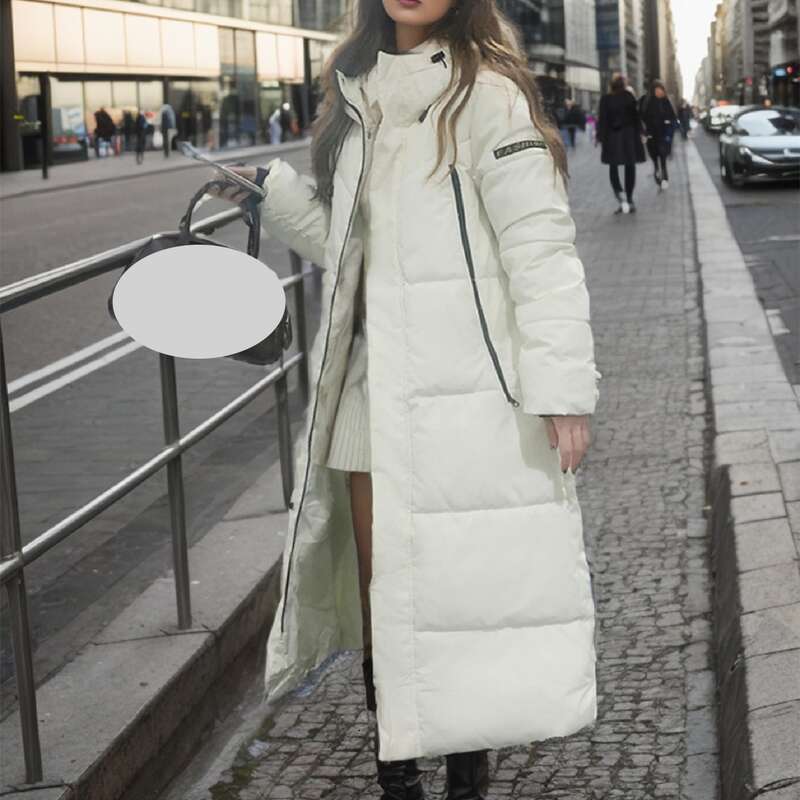 Women's Clothing Down Over The Knee For Women Winter Hooded Thickened Mid Length Bread Coat Cotton Padded Jacket Trendy