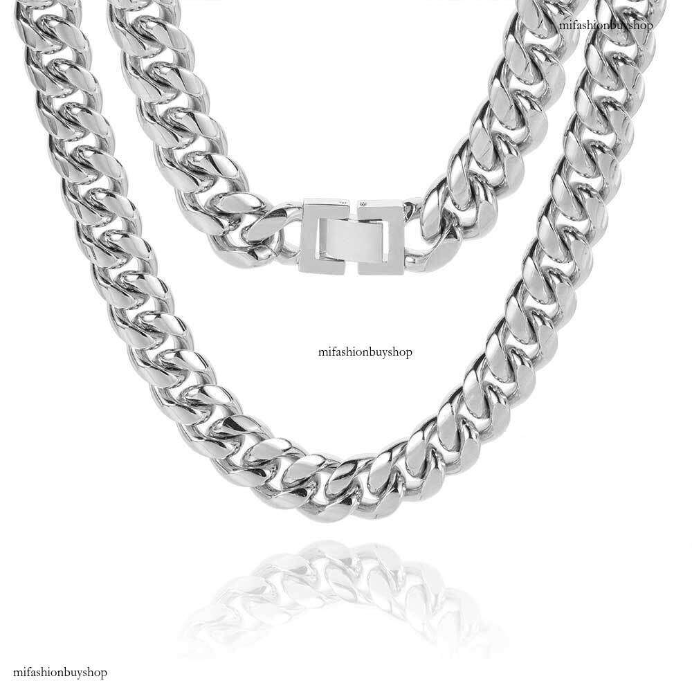 Hip Hop Jewelry Clasp Stainless Round Polished Encrypted Cuban Chain Titanium Steel Men's Necklace Accessories