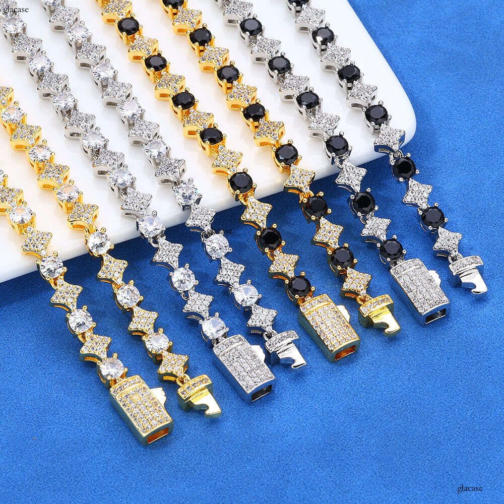 Hip Hop Iced Out VVS Moissanite Tennis Chain Star Necklace Light Minimalist Jewelry Accessories
