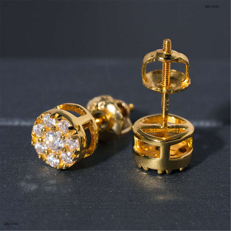 ICED OUT Sier Moissanite Hiphop Trendy Full Dia Electroplated Earrings