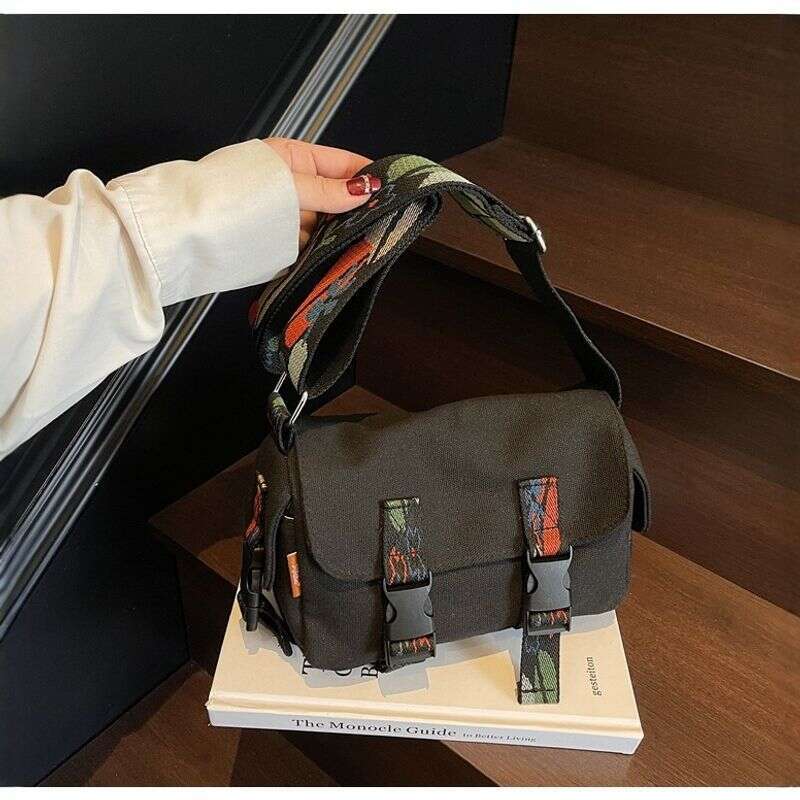 New Simple Canvas Niche Design Shoulder Large Capacity Flip Cover Handbag Fashion Trend Women's Crossbody Bag