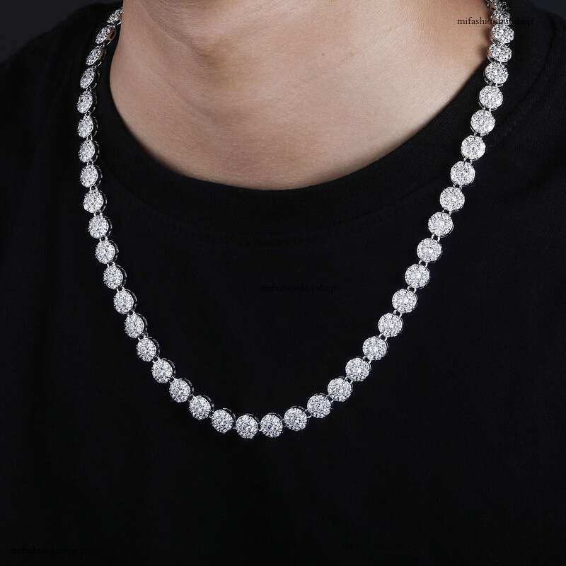 Hip Hop Style 10MM Full Dia Sterling Silver Inlaid Moissanite chain Rock Candy Necklace Unisex Personality Trend Bracelet