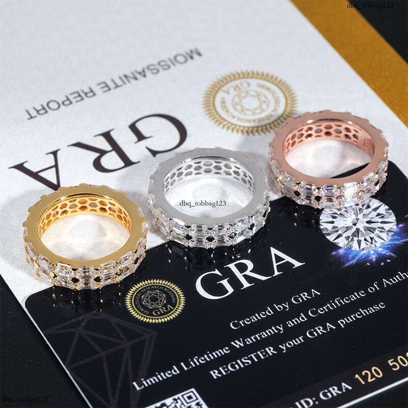 ICED OUT Hot-Selling Silver Inlaid Moissanite Hip-Hop Trendy Fashion Versatile Ring