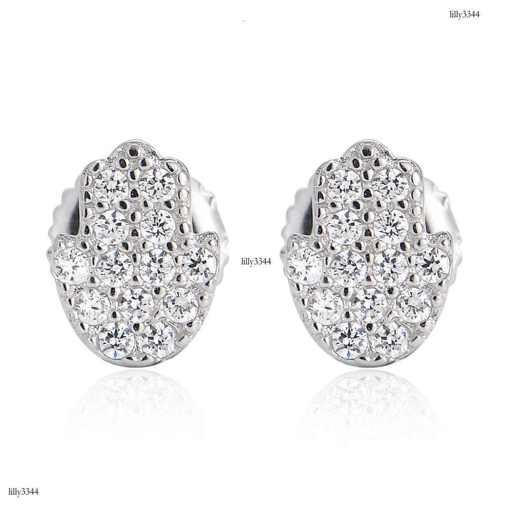 New Micro-Paved Zircon Iced Out VVS Small Hand Hip-Hop Earrings