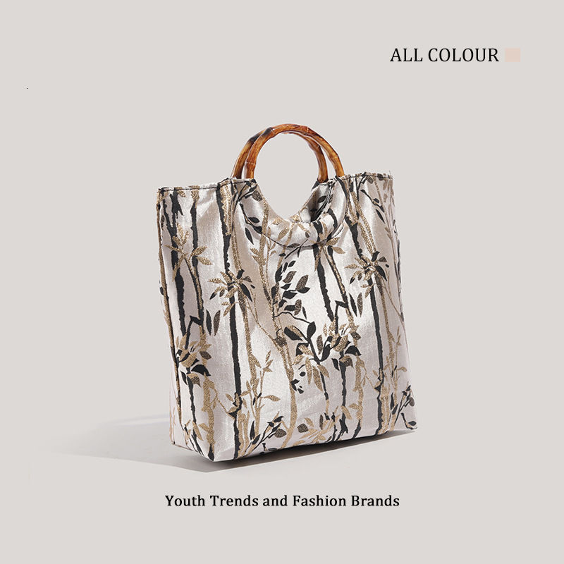 New Chinese Style Ink Series Forest Handbag Casual Niche Bamboo Handle Bag ddmymoon