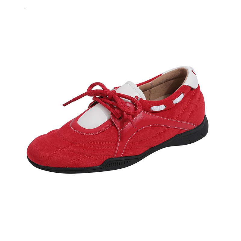 Color blocked women's Dexin shoes 2025 designer's new flat shoes, height increasing casual sports shoes