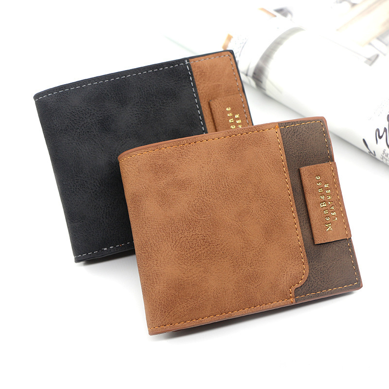 Menbense New Men's Short Wallet Matte Gold Stamping Print 70% Off Loose-leaf Men's Luxury Bag Short Wallet