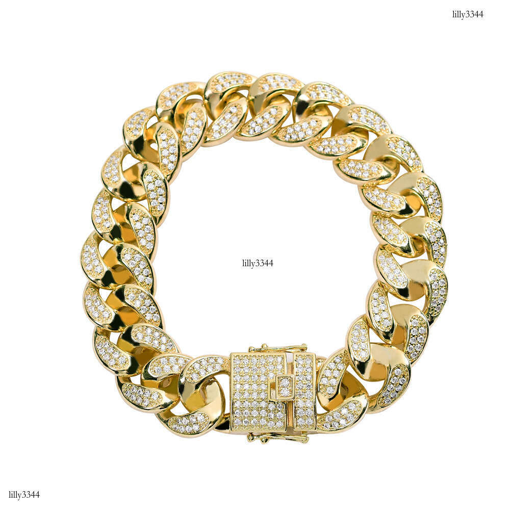 High-Quality Pave Zircon 18mm Wide Cuban Chain Men's HipHop Jewelry Bracelet