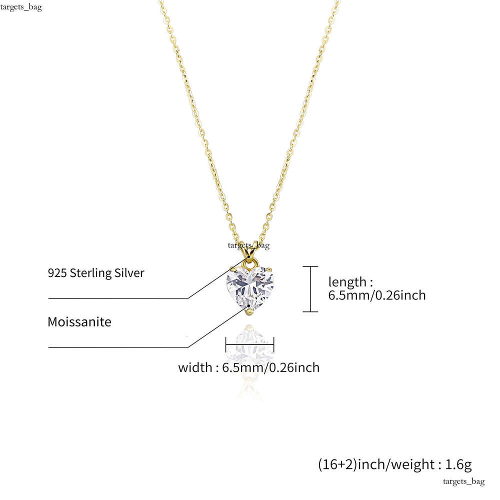 Iced Out VVS D Color Heart Moissanite 1-2 ct Women's Valentine's Day Pendant Gold Plated Necklace