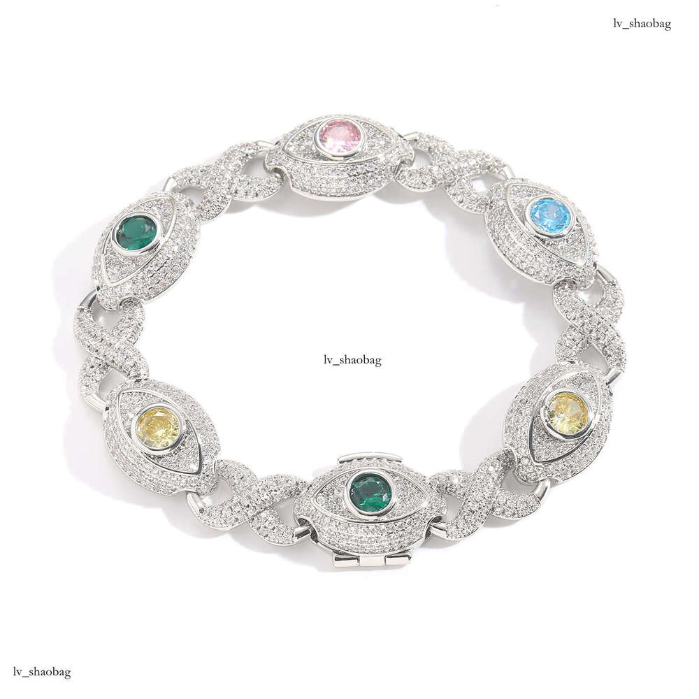Hip Hop 14mm Eye Infinite Colorful Zircon Figure-8 Cuban Chain Creative Niche Men's Bracelet