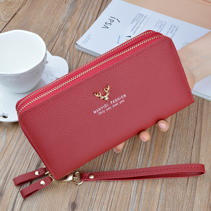 New Women's Wallet Designer Bag Long Clutch Double Zipper Leather Wallet Phone Bag Fashion Simple Luxury Bag Large Capacity Double Layer Wallet