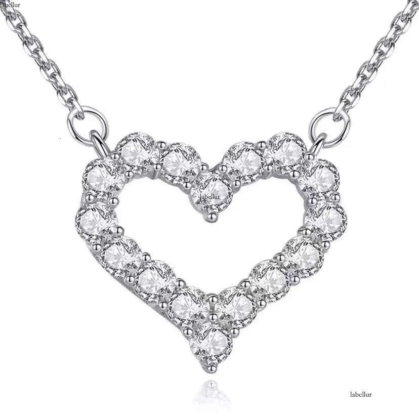Vecalon Heart love pendant Sterling sier Pave 5A zircon Wedding Pendants with necklace for Women Bridal Party Dia Jewelry