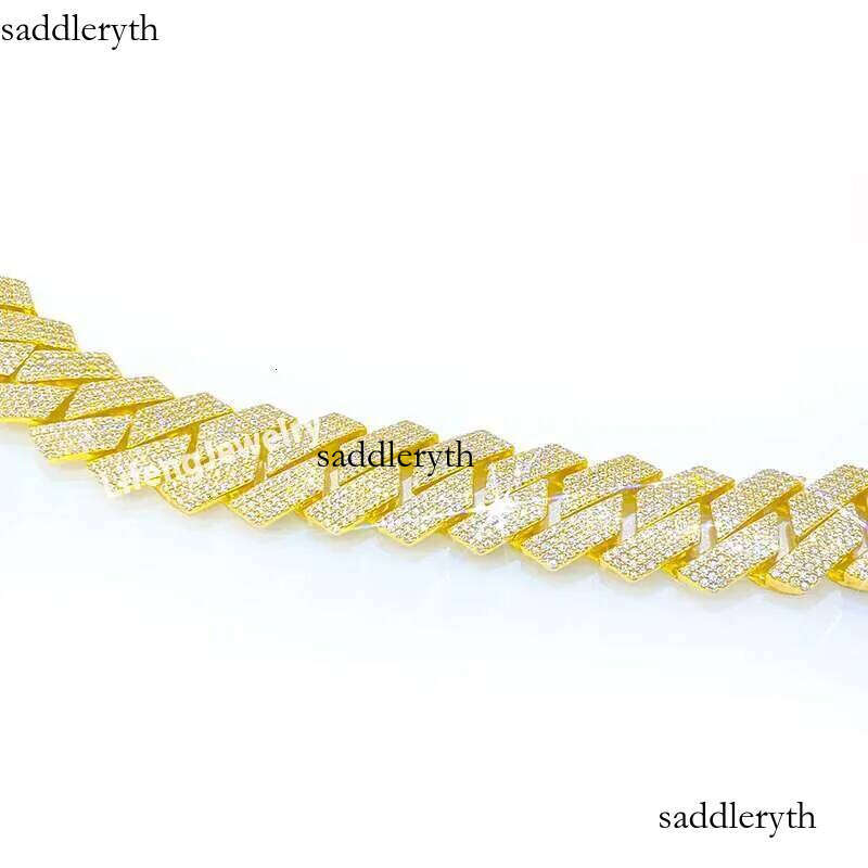 Lifeng Jewelry Custom Chain Link Iced Out 14mm VVS Moissanite Hip Hop Fashion Gold Plated Cuban Bracelet
