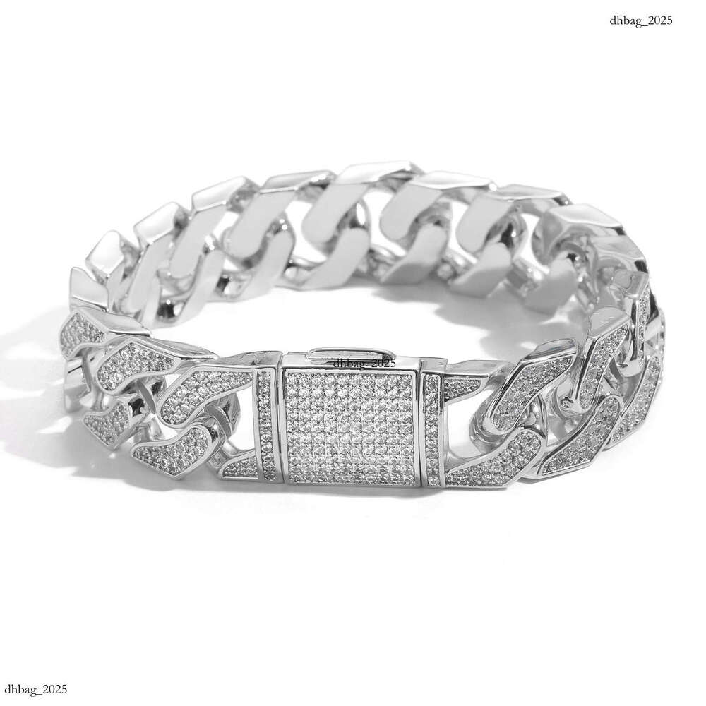 Bracelet 16mm Cuban Chain Geometric Full Zircon Men's Personality Hip Hop Jewelry