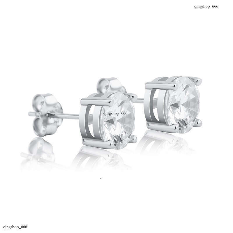 ins 4/6/8mm Round Zircon Iced Out VVS Earrings Gold Australian Jewelry Hip Hop Unisex Ear Accessories